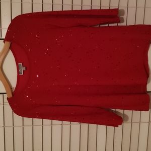 JM Collectibles  red festive blouse w/ long sleeves PXL